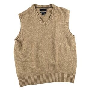 Banana Republic Sweater Vest Mens L Italian Merino Wool V Neck Pullover Tan Yarn